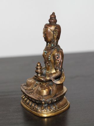 Antique Chinese Tibetan Mongolian gilt buddha,  Qing Dynasty,  18th century,  RARE 3
