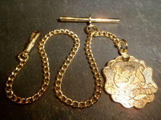 Vintage Gold Plated Albert Pocket Watch Chain With An Australian Fob