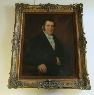 Large Antique Masterful Estate Portrait Painting 19th Century Gentleman Art