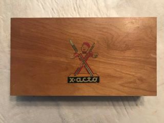 Vintage 40s/50s/60s/ X - Acto Hobby Tool/knife Set/kit - Dove Tail Wood Box