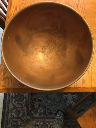 Vintage Large 12.  5 " / 6 " Deep Solid Copper Mixing Bowl Made In France Brass Ring