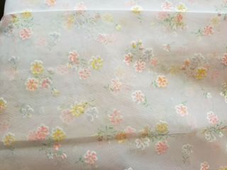 Vintage flocked fabric sheer guc 15.  5 ft x 4 ft 2