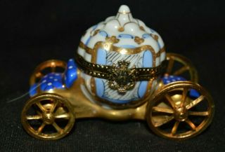 Antique Porcelain Ring Trinket Box Carriage Buggy France Limoges,  Peint Main