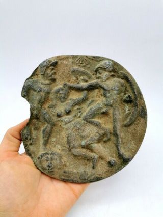 Roman Ca.  100 Ad Legionary Bronze Mount With Fighting Scene - R956