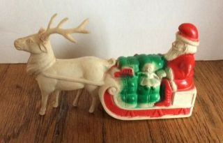 Vintage Santa Sleigh Reindeer Celluloid/plastic Marked Irwin