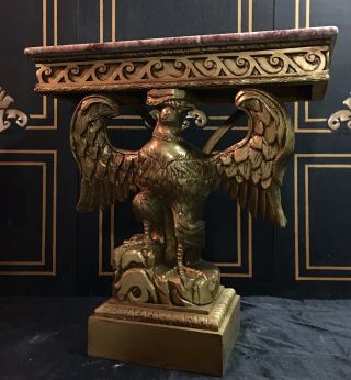 Georgian / Federal,  Gilt Carved Eagle Console Table.  Marble Top 2