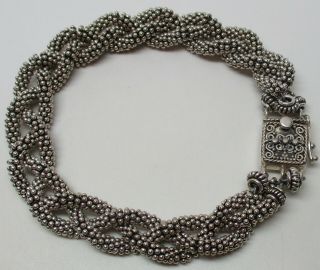 Vintage Sterling Silver Chunky Bali Dotted Chain 7 - 1/2 " Bracelet - 43.  3 Grams