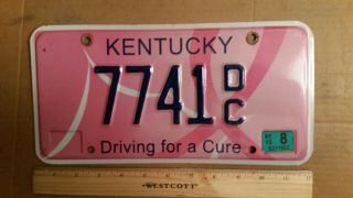 License Plate,  Kentucky,  Breast Cancer Awareness,  Driving For A Cure,  7741 Dc