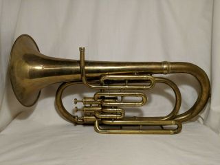 Vintage Euphonium Brass Instrument Early 1900s Unknown Brand Name Brass Antique
