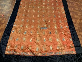 Extremely Large Antique Chinese Silk Panel With Immortals Qing Period Textile