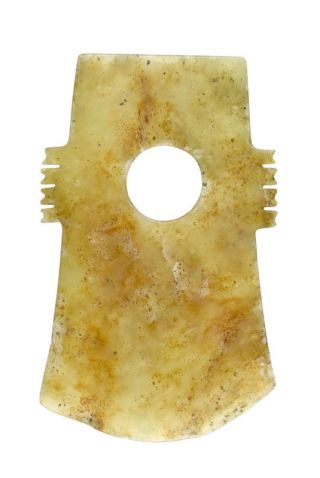 CHINESE SHANG DYNASTY STYLE NOTCHED JADE AXE 2