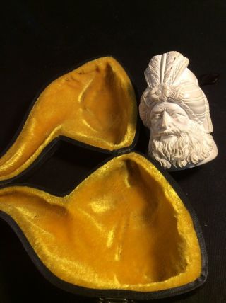 Vintage Collectible Rare Handcrafted Meerschaum Smoking Pipe In Case
