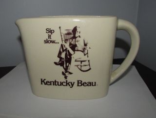Kentucky Beau Straight Bourbon Whiskey Ceramic Pub Jug Water Pitcher Vtg Adv