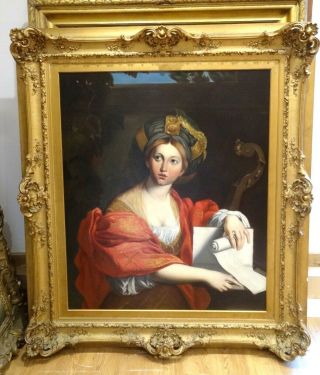 Huge 18th Century Italian Old Master Sybil Portrait Antique Oil Painting