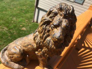 Antique Cast Iron Lion Doorstop Gold Highlights Victorian Unknown Maker