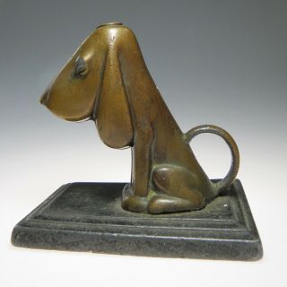 Art Deco Copper Hound Dog Ronson? Amw? 1934? Desk Striker Lighter No Wand