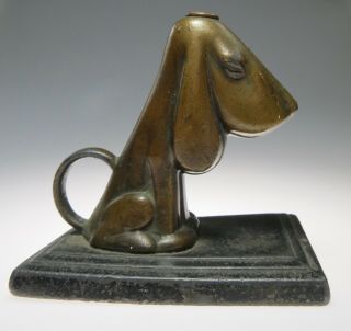 art deco copper hound dog ronson? AMW? 1934? desk striker lighter no wand 3