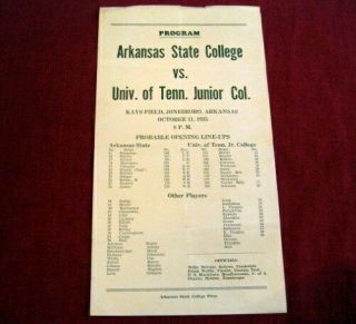 1935 Arkansas State Vs.  Univ.  Of Tenn.  Junior College Football Program