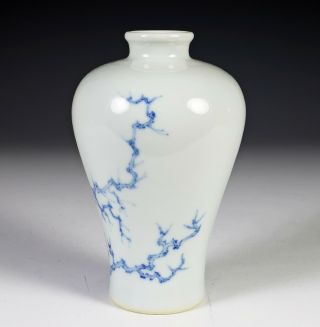 Chinese Blue and White Meiping Form Studio Porcelain Vase with Birds 3