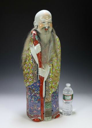 Very Large Antique Chinese Porcelain Statue Of Standing Figure