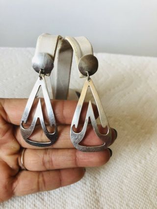 Vintage Marked Sterling Silver Mexico Tj - 67 Drop Dangle Earrings 123
