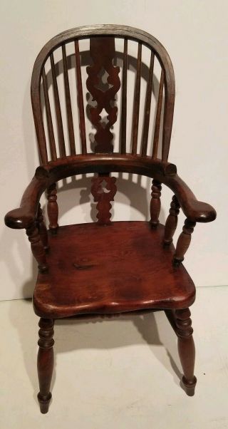 Vintage Salesman Sample Windsor Arm Chair.  Maker Signed.  Nr