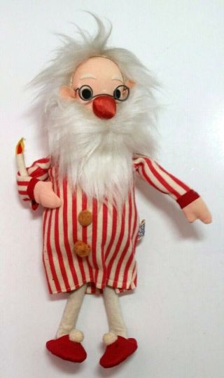 Vintage Santa Claus Dream Doll Plush Doll R Dakin Pajamas Slippers Candle