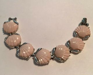 Vintage Coro Pink Seashell Lucite Link Bracelet