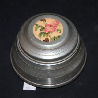 Lmas Vintage Metal Musical Vanity Powder Box W Rose Design
