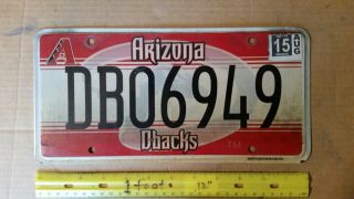 License Plate,  Arizona,  Diamondbacks,  Major League Baseball,  Natl L. ,  Db 0 6949