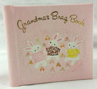 Grandma Brag Book Vintage Photo Album Tiny Travel Size Pink Bunny C R Gibson
