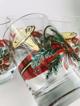 Vintage Georges Briard Double Old Fashioned Christmas Glasses Set Of 4