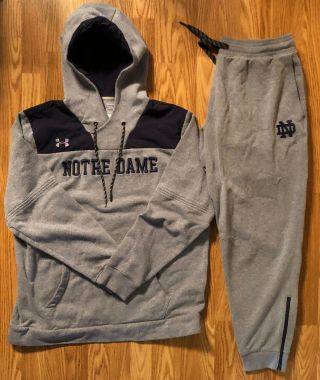 Notre Dame Football Team Issued Under Armour Set Jacket/pants Xl 7