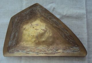 Brass Mixed Metal Tray Abstract Modernist Hand Wrought Ed Wiener 1950 12 1/2 "