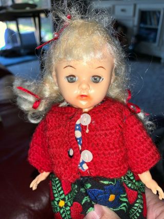Vintage 1950’s Unmarked 8 " Doll Virga? Ginger? Blonde Hard Plastic