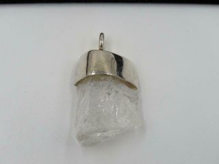 Vintage Sterling Silver Clear Rock Crystal Quartz Pendant