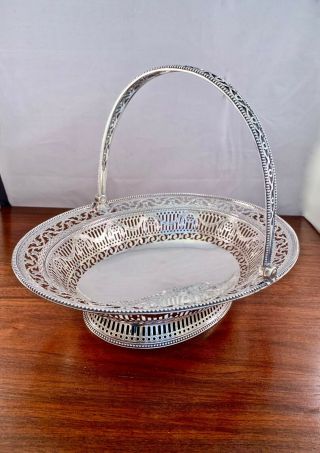 Rare William Plummer Sterling Silver 18thc Georgian Footed Basket,  London 1777