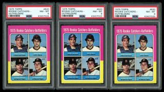 Group Of (3) 1975 Topps Gary Carter Rookie Cards All Psa 8