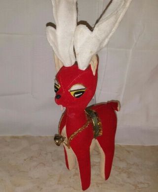 Rare Vintage Japanese Reindeer Plush Figurine Made In Japan