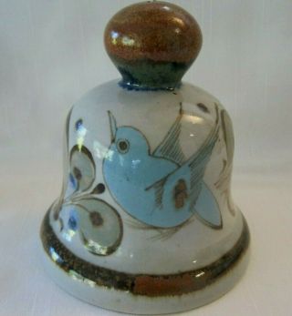 Vtg Mexican Pottery Bell Ken Edwards Tonala El Palomar Bird Stoneware Signed