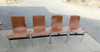 Vintage Mid Century William Katavolos Set Of 4 Leather Sling Chairs