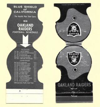 1974 Oakland Raiders Match Cover Schedule - Mc - Sponsor Blue Shield