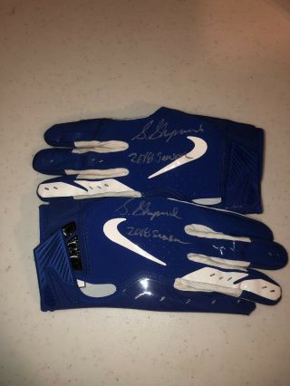 Giants Sterling Shepard Auto 2018 Worn Nike Gloves Player Signed