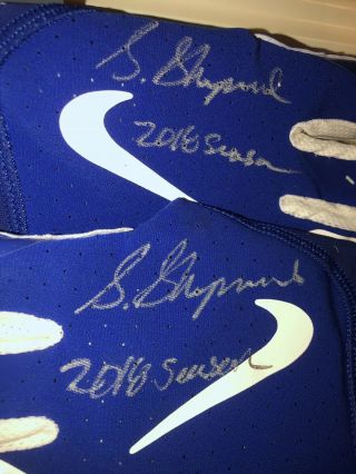 GIANTS STERLING SHEPARD AUTO 2018 WORN NIKE GLOVES PLAYER SIGNED 2