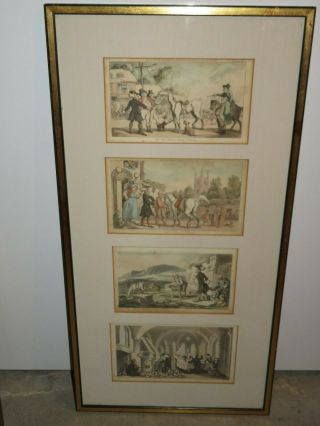 (4) Antique Thomas Rowlandson Dr Syntax Cartoons - Set Of 4 Framed