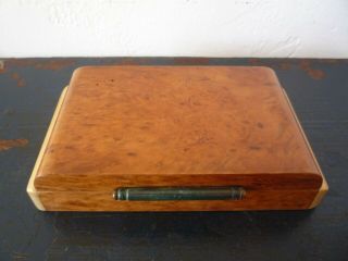 Vintage Antique Art Deco Wood Hinged Box Trinket Jewelry Cigarette Tobacco C1930