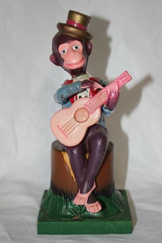 Antique Occupied Japan Celluloid Wind Up Musical Toy Monkey Playing Guitar 8 " Nr