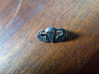 Vintage Ww2 Us Army Airborn Paratrooper Pin,  Sterling Silver,  Parachute W/ Wings