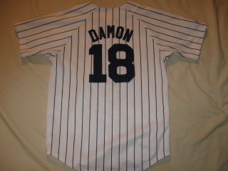 Johnny Damon York Yankees Jersey Youth Medium Boys Majestic Nyy 18 Mlb