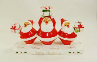 Holt Howard Santa Candelabra 3 Candle Holder Christmas Vintage Japan Ceramics